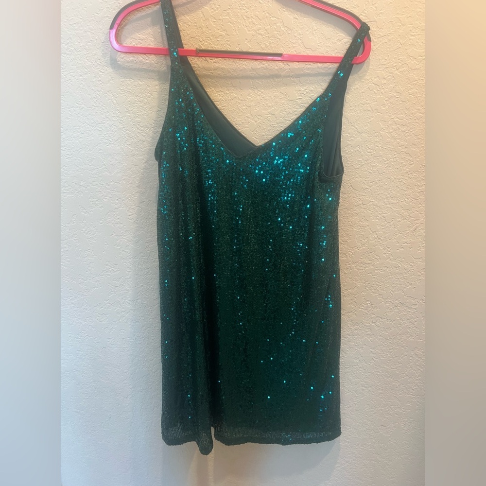 Green Sequin Sleeveless Dress